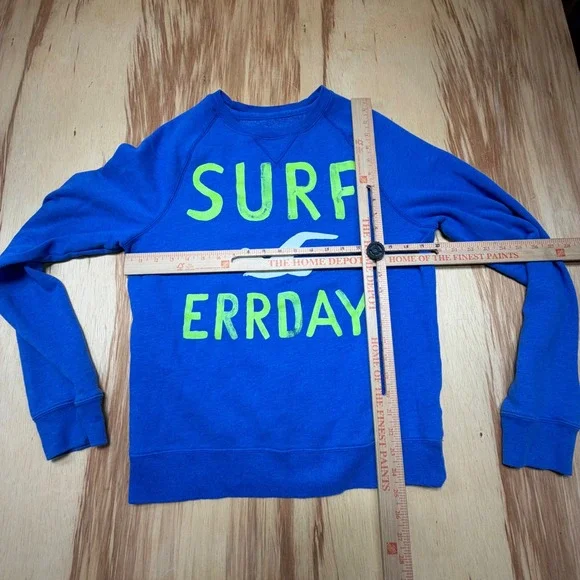 Hollister Surf Errday Crewneck Sweatshirt Men's L Blue Neon Graphic Pullover - Picture 2 of 6